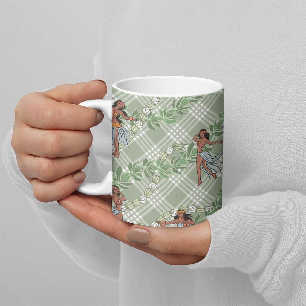 Mint Palaka Hula Girls Seamless Hawaii Aloha Ceramic Mug - Polynesian Pride