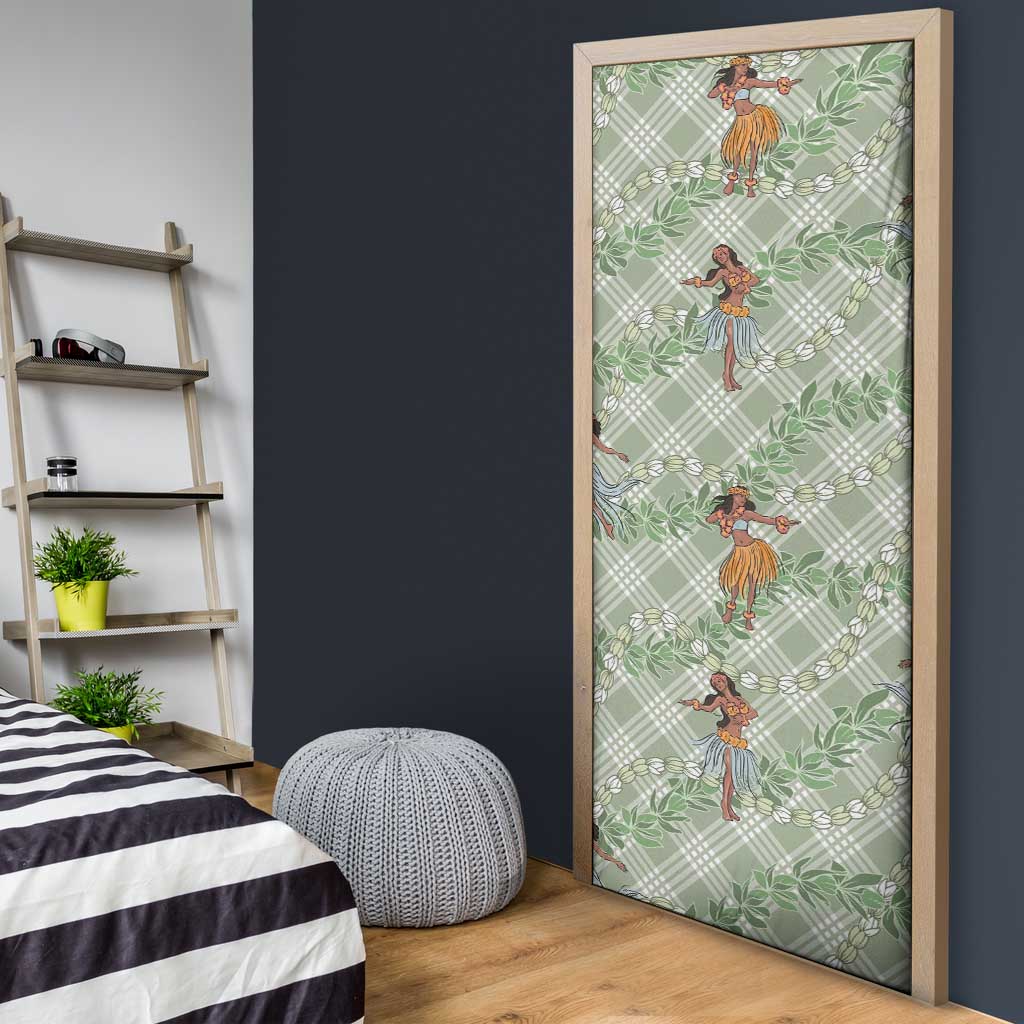 Mint Palaka Hula Girls Seamless Hawaii Aloha Door Cover - Polynesian Pride