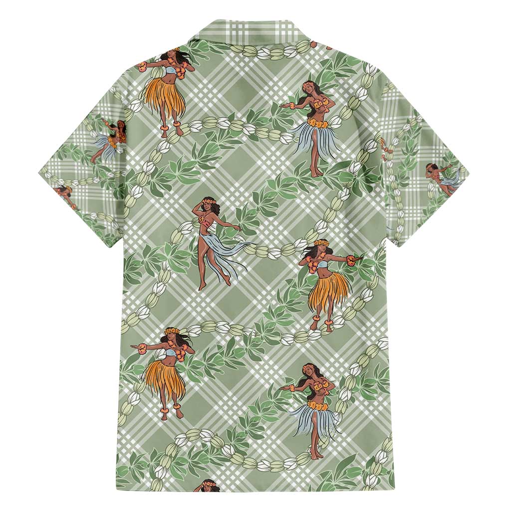 Mint Palaka Hula Girls Seamless Hawaii Aloha Family Matching Long Sleeve Bodycon Dress and Hawaiian Shirt - Polynesian Pride
