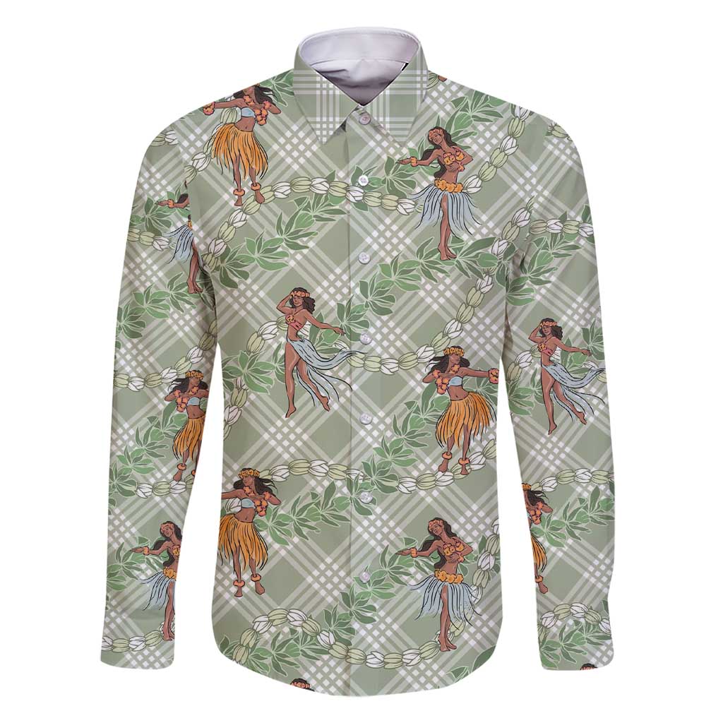 Mint Palaka Hula Girls Seamless Hawaii Aloha Family Matching Short Sleeve Bodycon Dress and Hawaiian Shirt - Polynesian Pride