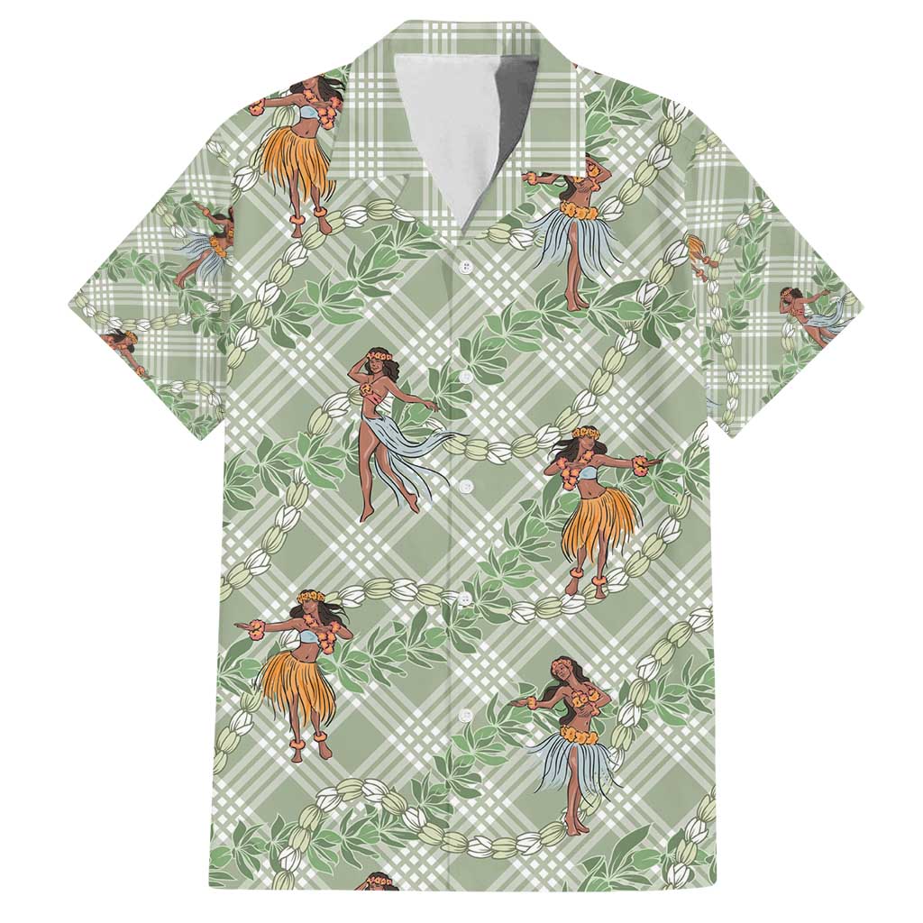 Mint Palaka Hula Girls Seamless Hawaii Aloha Family Matching Summer Maxi Dress and Hawaiian Shirt - Polynesian Pride