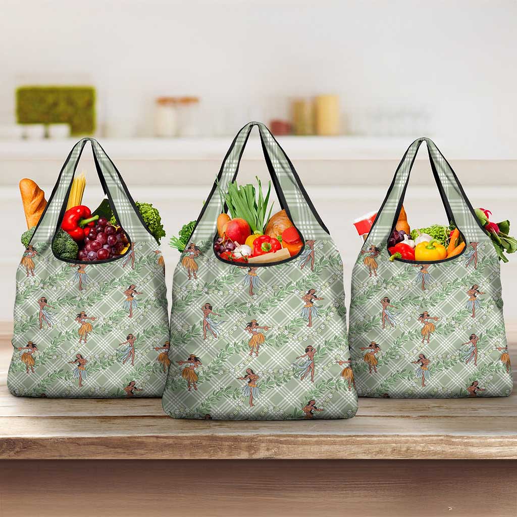 Mint Palaka Hula Girls Seamless Hawaii Aloha Grocery Bag - Polynesian Pride