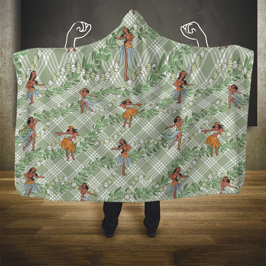 Mint Palaka Hula Girls Seamless Hawaii Aloha Hooded Blanket - Polynesian Pride