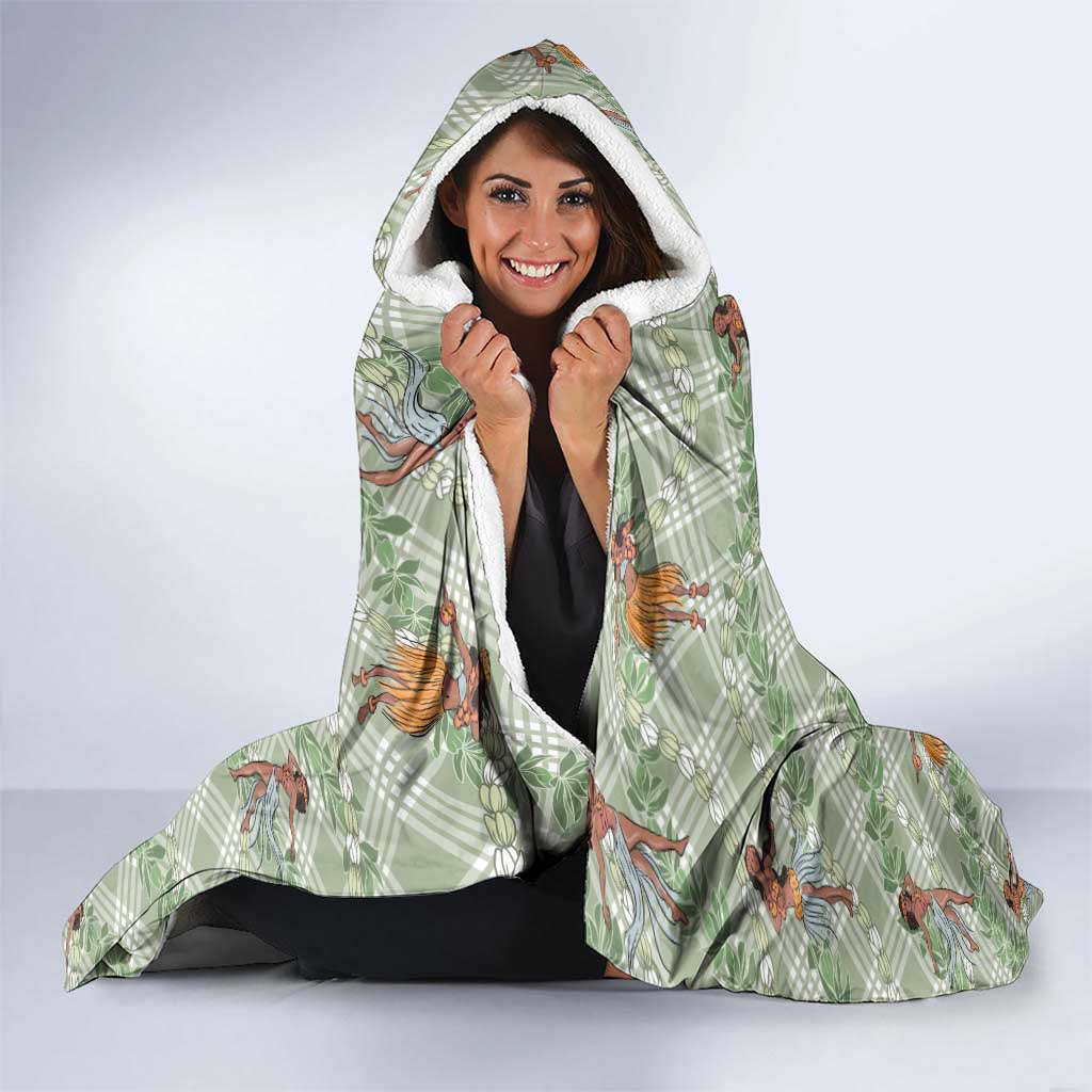 Mint Palaka Hula Girls Seamless Hawaii Aloha Hooded Blanket - Polynesian Pride