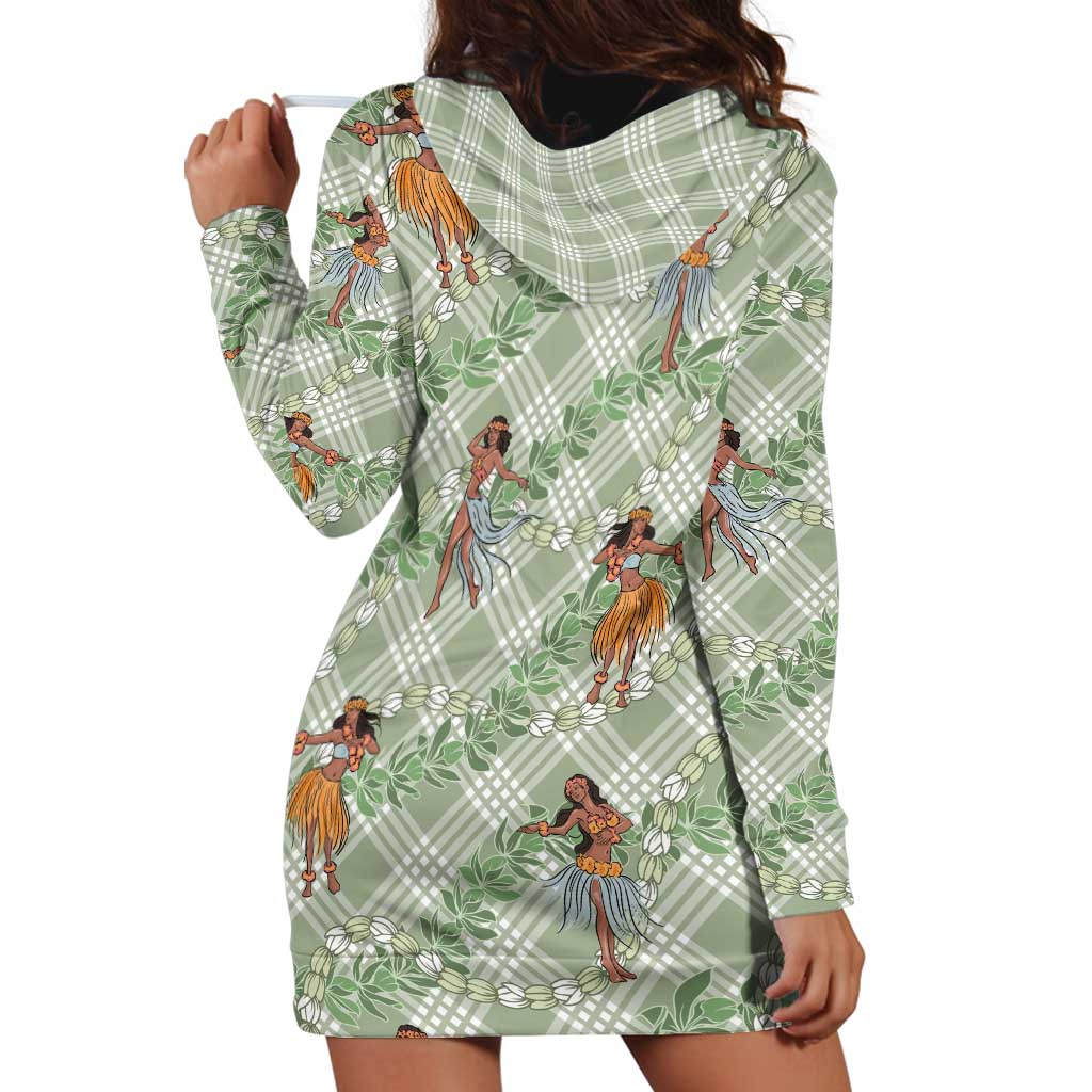 Mint Palaka Hula Girls Seamless Hawaii Aloha Hoodie Dress - Polynesian Pride