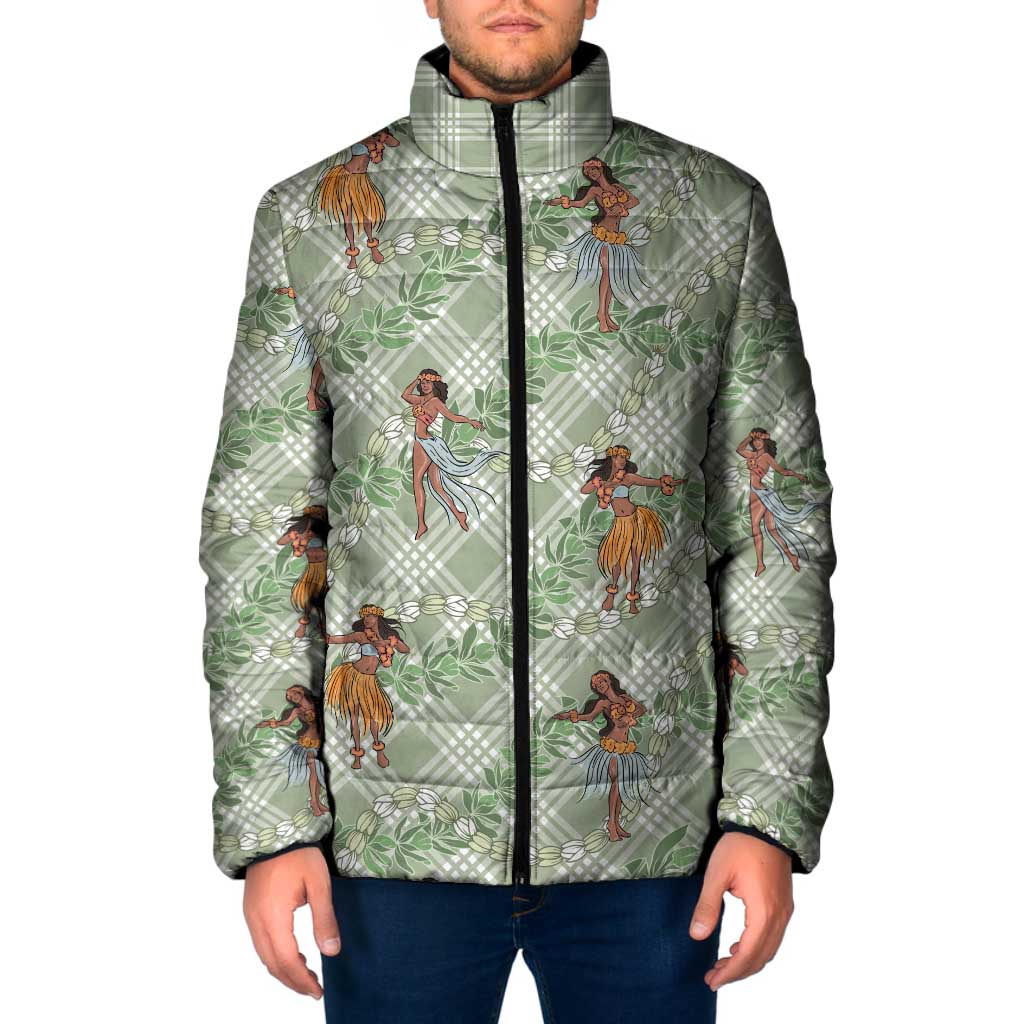 Mint Palaka Hula Girls Seamless Hawaii Aloha Padded Jacket LT7 Men Mint - Polynesian Pride