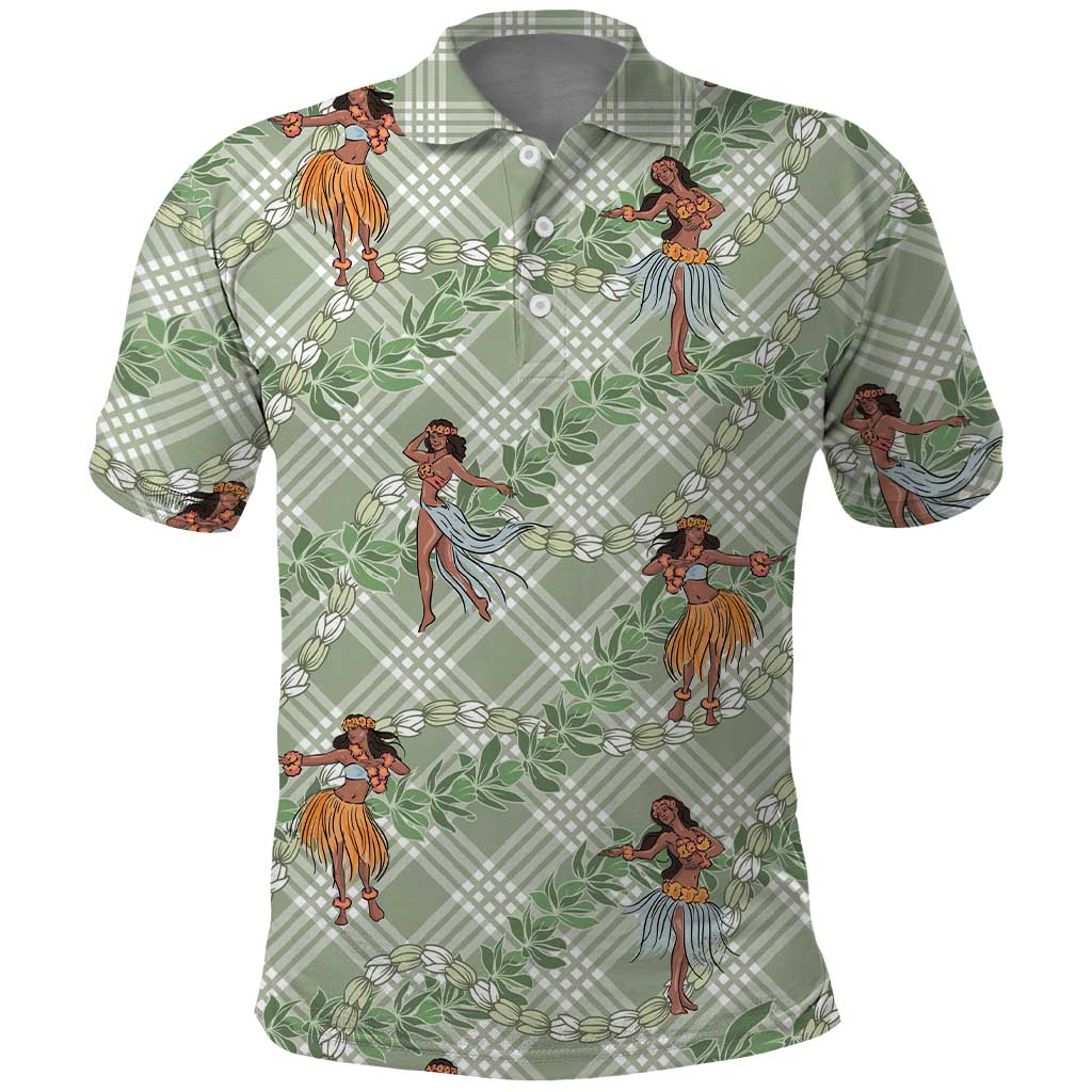 Mint Palaka Hula Girls Seamless Hawaii Aloha Polo Shirt - Polynesian Pride