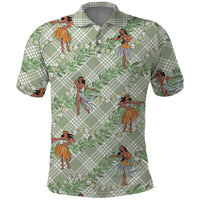 Mint Palaka Hula Girls Seamless Hawaii Aloha Polo Shirt - Polynesian Pride