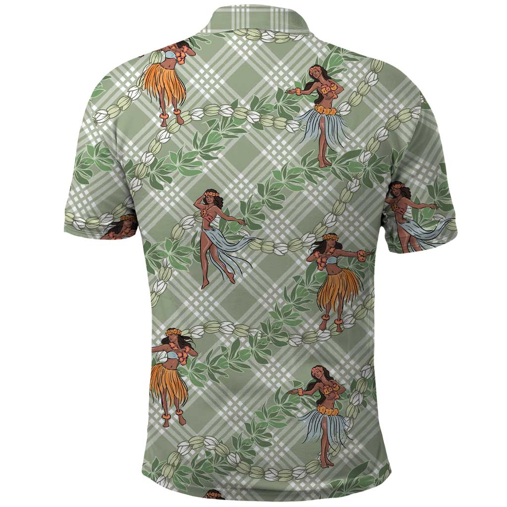 Mint Palaka Hula Girls Seamless Hawaii Aloha Polo Shirt - Polynesian Pride