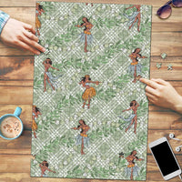 Mint Palaka Hula Girls Seamless Hawaii Aloha Puzzle LT7 Mint - Polynesian Pride