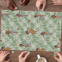 Mint Palaka Hula Girls Seamless Hawaii Aloha Puzzle LT7 - Polynesian Pride