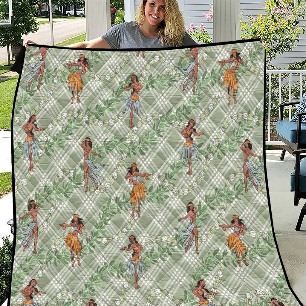 Mint Palaka Hula Girls Seamless Hawaii Aloha Quilt - Polynesian Pride