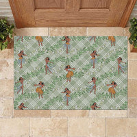 Mint Palaka Hula Girls Seamless Hawaii Aloha Rubber Doormat LT7 Mint - Polynesian Pride