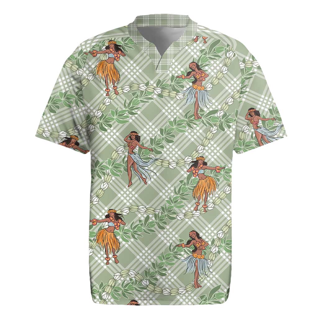 Mint Palaka Hula Girls Seamless Hawaii Aloha Rugby Jersey - Polynesian Pride