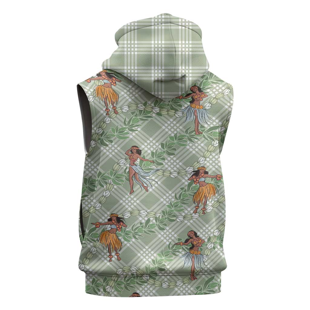 Mint Palaka Hula Girls Seamless Hawaii Aloha Sleeveless Zip Hoodie - Polynesian Pride