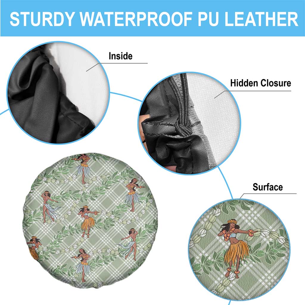 Mint Palaka Hula Girls Seamless Hawaii Aloha Spare Tire Cover - Polynesian Pride