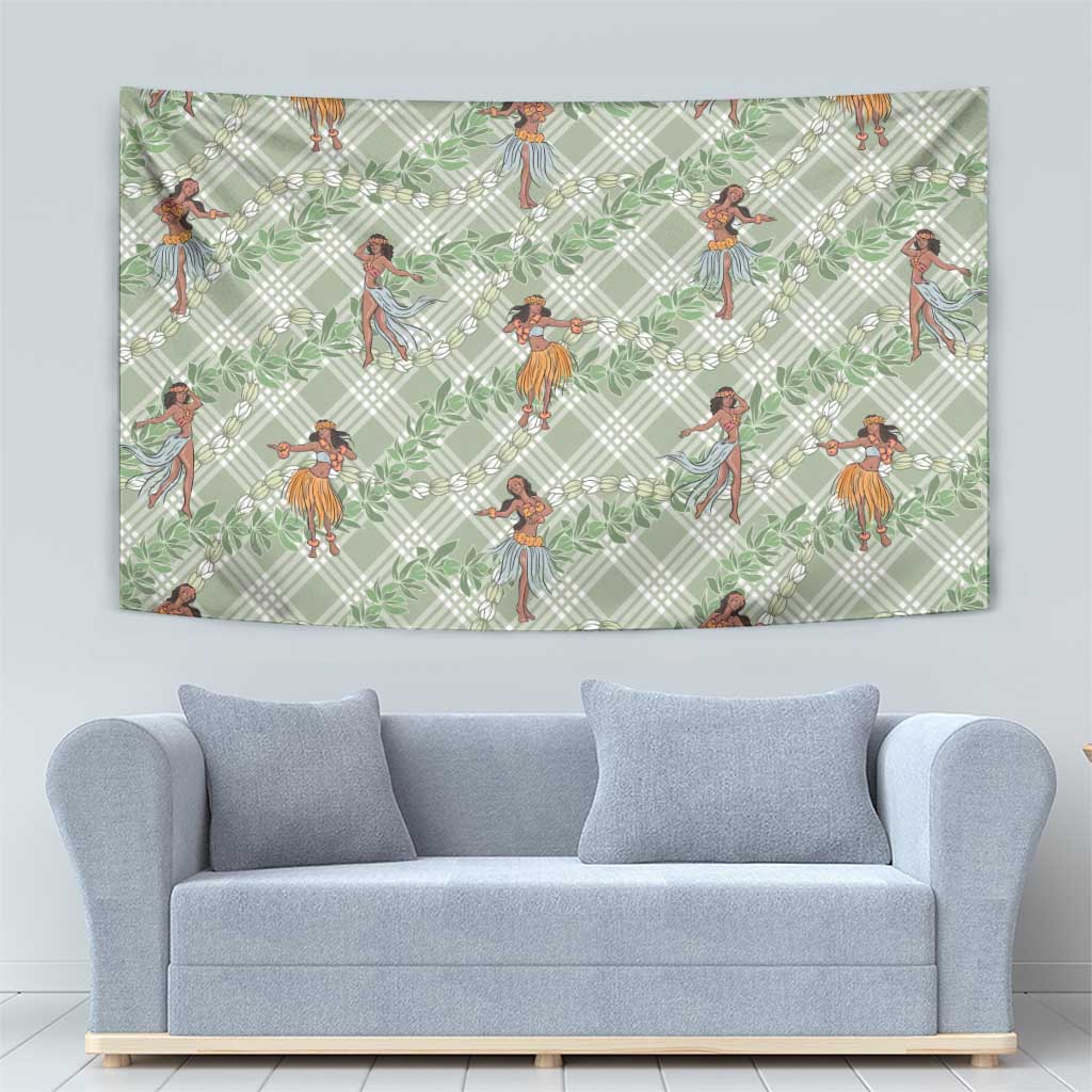 Mint Palaka Hula Girls Seamless Hawaii Aloha Tapestry - Polynesian Pride