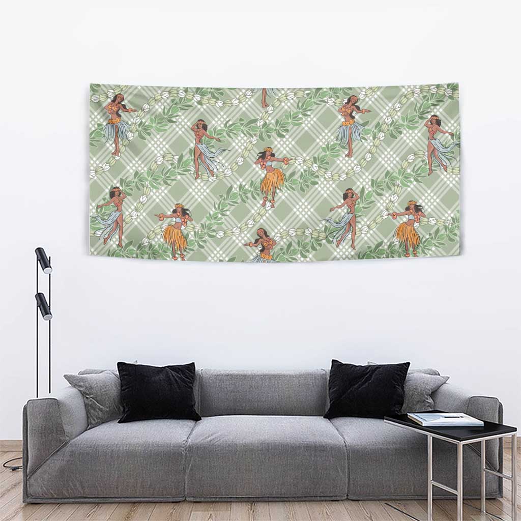 Mint Palaka Hula Girls Seamless Hawaii Aloha Tapestry - Polynesian Pride