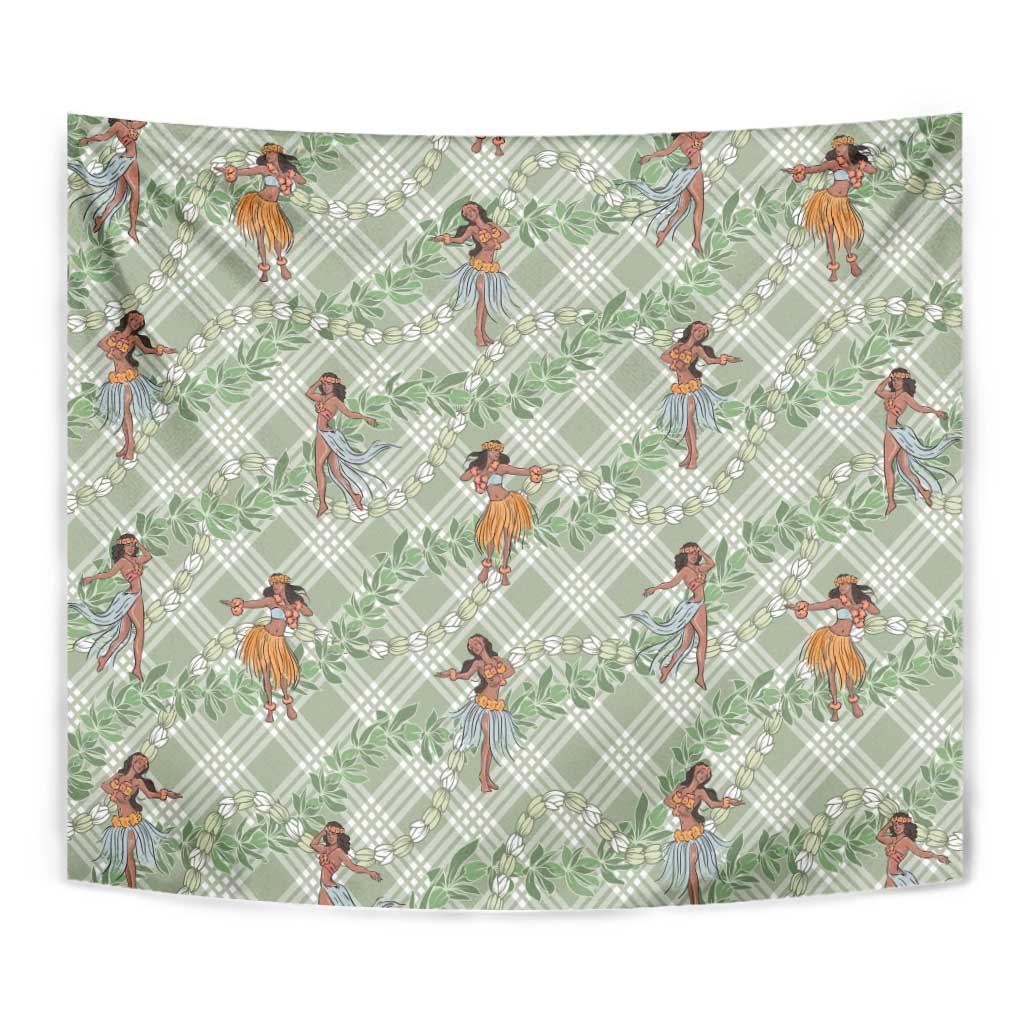 Mint Palaka Hula Girls Seamless Hawaii Aloha Tapestry - Polynesian Pride