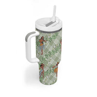 Mint Palaka Hula Girls Seamless Hawaii Aloha Tumbler With Handle - Polynesian Pride
