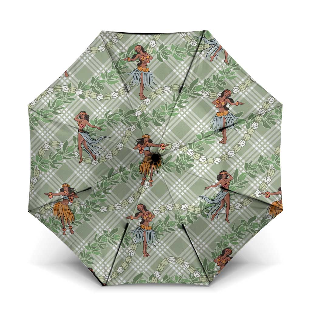 Mint Palaka Hula Girls Seamless Hawaii Aloha Umbrella LT7 One Size Folded 11.42 inch Opened Diameter 37.4 inch Mint - Polynesian Pride
