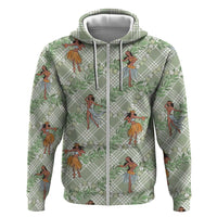 Mint Palaka Hula Girls Seamless Hawaii Aloha Zip Hoodie LT7 Zip Hoodie Mint - Polynesian Pride