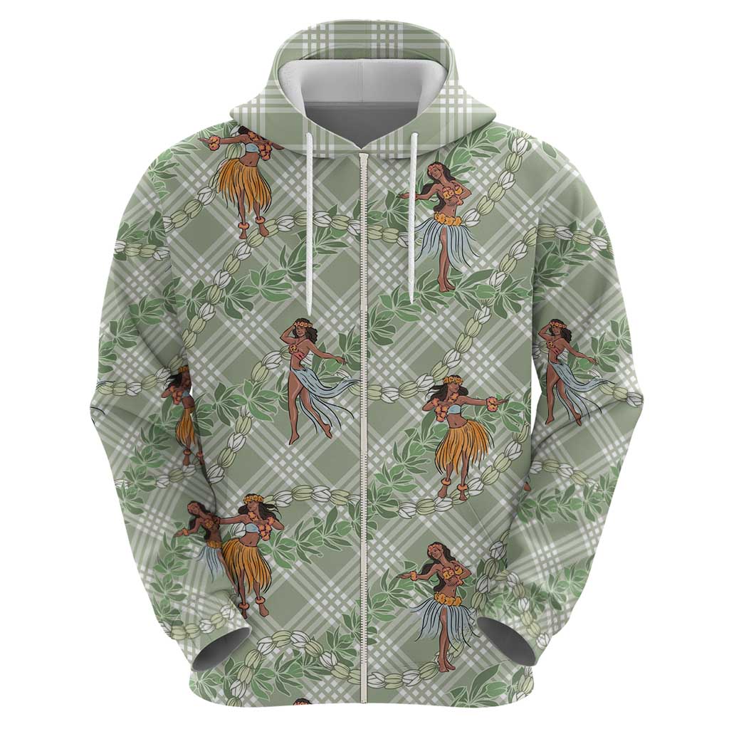 Mint Palaka Hula Girls Seamless Hawaii Aloha Zip Hoodie LT7 - Polynesian Pride