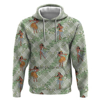 Mint Palaka Hula Girls Seamless Hawaii Aloha Zip Hoodie LT7 Pullover Hoodie Mint - Polynesian Pride