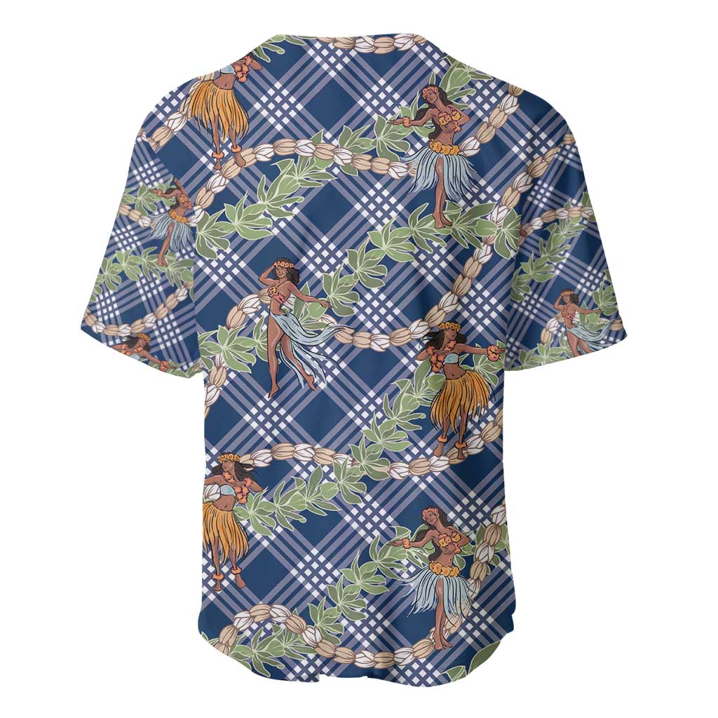 Navy Blue Palaka Hula Girls Seamless Hawaii Aloha Baseball Jersey - Polynesian Pride