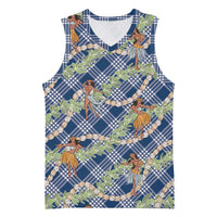 Navy Blue Palaka Hula Girls Seamless Hawaii Aloha Basketball Jersey LT7 Unisex Navy Blue - Polynesian Pride
