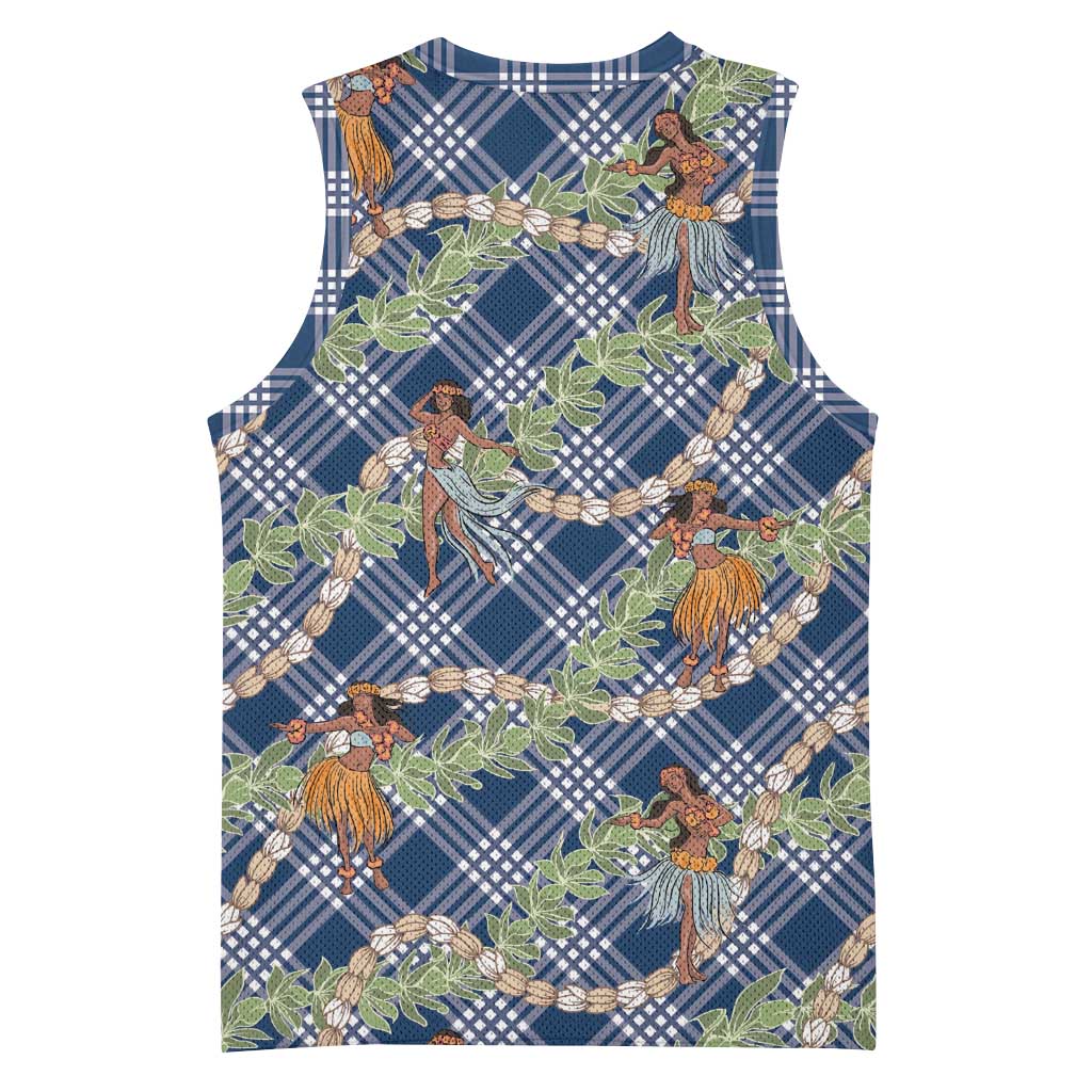 Navy Blue Palaka Hula Girls Seamless Hawaii Aloha Basketball Jersey LT7 - Polynesian Pride