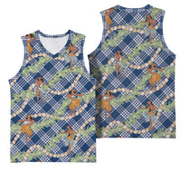 Navy Blue Palaka Hula Girls Seamless Hawaii Aloha Basketball Jersey LT7 - Polynesian Pride