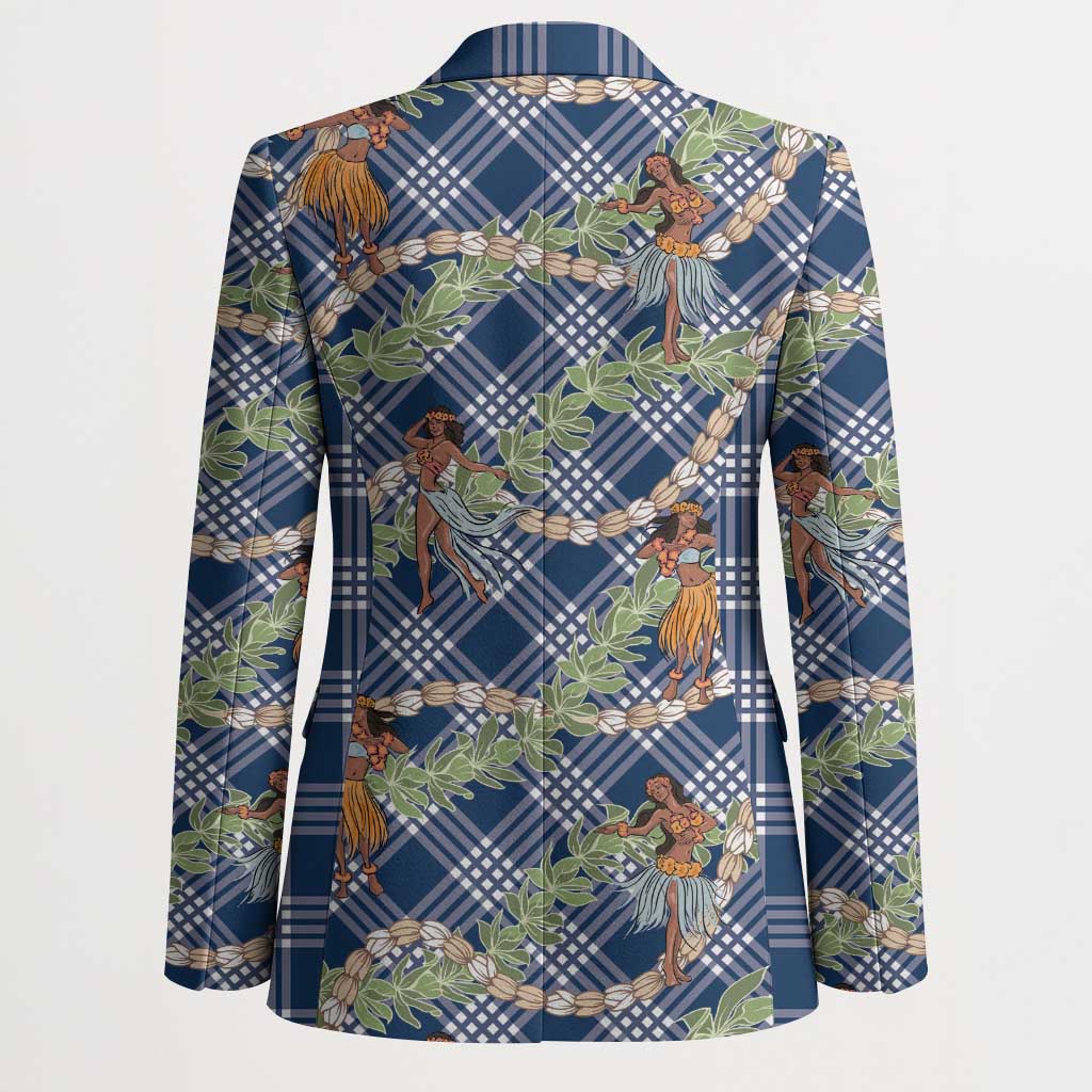 Navy Blue Palaka Hula Girls Seamless Hawaii Aloha Blazer - Polynesian Pride