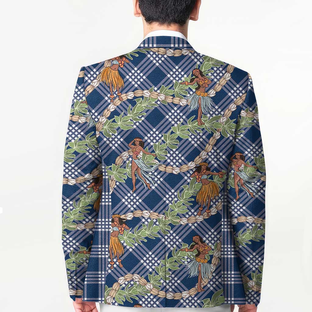 Navy Blue Palaka Hula Girls Seamless Hawaii Aloha Blazer - Polynesian Pride