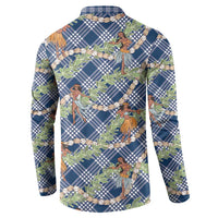 Navy Blue Palaka Hula Girls Seamless Hawaii Aloha Button Sweatshirt - Polynesian Pride