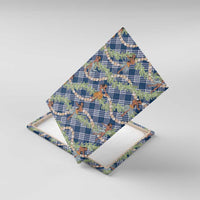 Navy Blue Palaka Hula Girls Seamless Hawaii Aloha Canvas Wall Art - Polynesian Pride