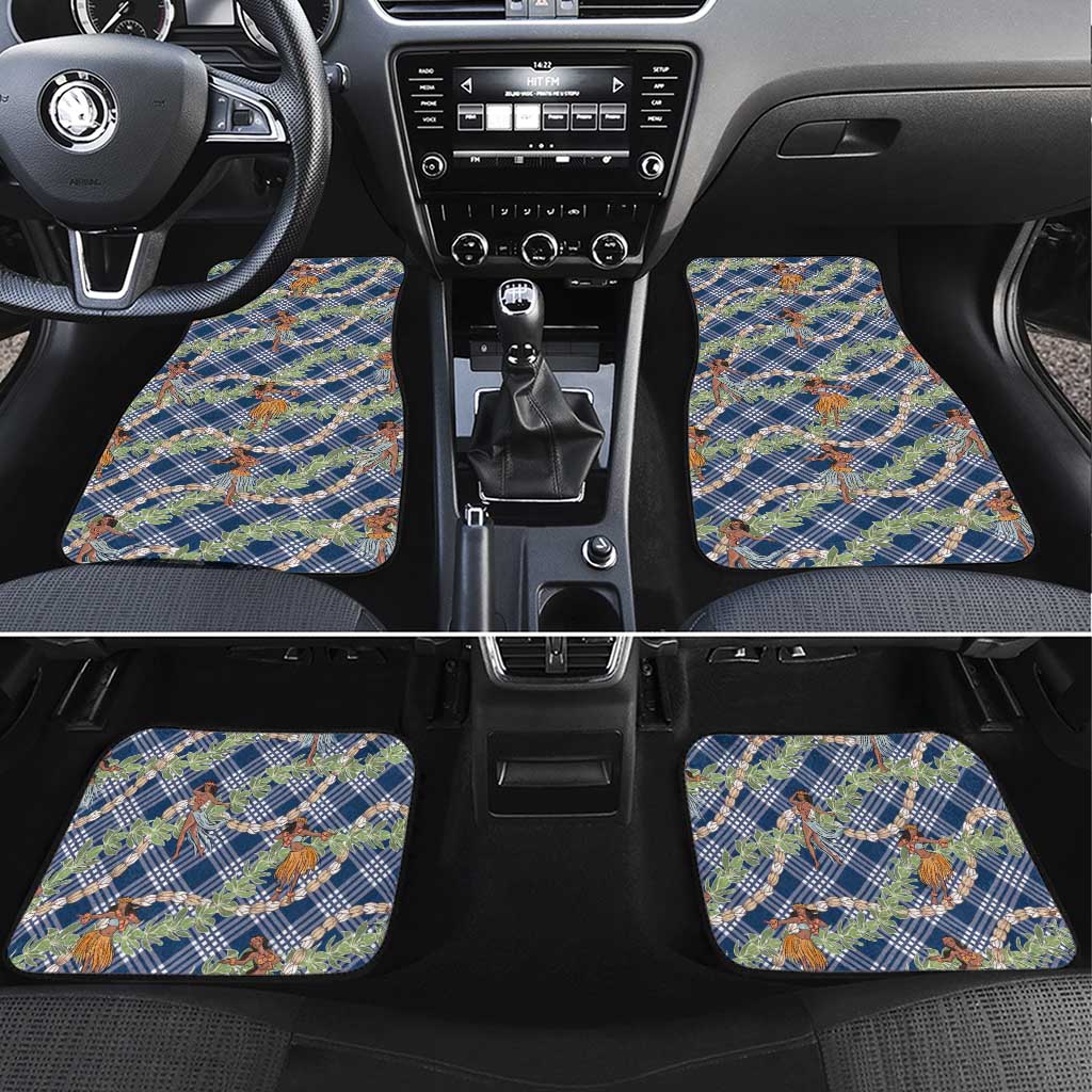 Navy Blue Palaka Hula Girls Seamless Hawaii Aloha Car Mats - Polynesian Pride