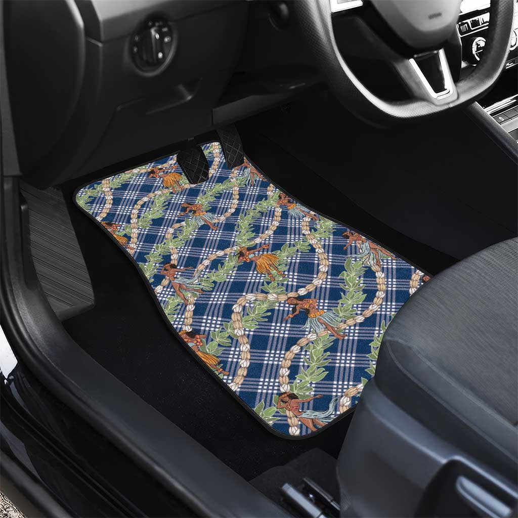 Navy Blue Palaka Hula Girls Seamless Hawaii Aloha Car Mats - Polynesian Pride