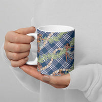 Navy Blue Palaka Hula Girls Seamless Hawaii Aloha Ceramic Mug - Polynesian Pride