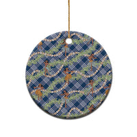 Navy Blue Palaka Hula Girls Seamless Hawaii Aloha Ceramic Ornament - Polynesian Pride