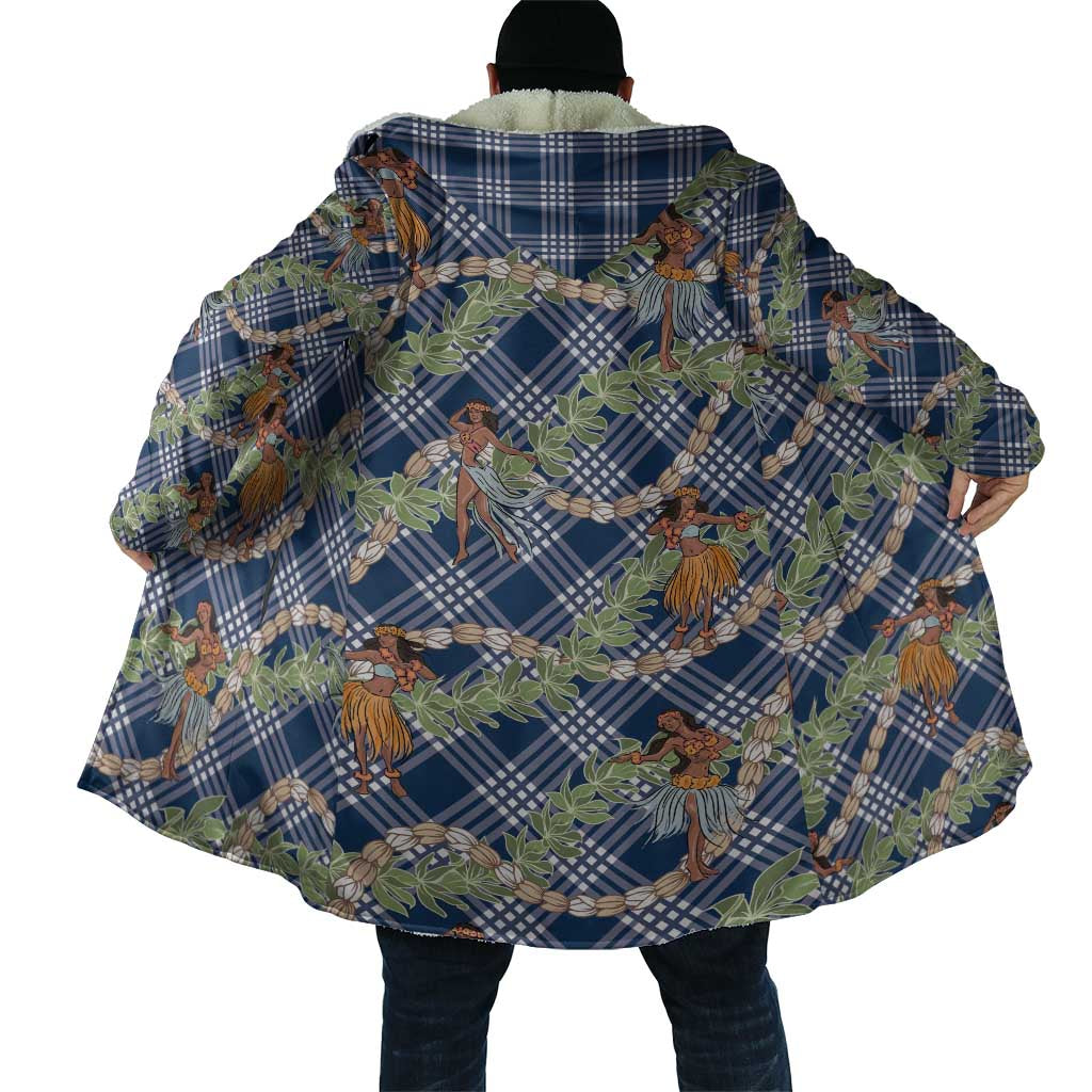 Navy Blue Palaka Hula Girls Seamless Hawaii Aloha Cloak - Polynesian Pride