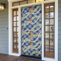 Navy Blue Palaka Hula Girls Seamless Hawaii Aloha Door Cover - Polynesian Pride