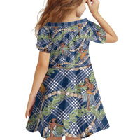 Navy Blue Palaka Hula Girls Seamless Hawaii Aloha Family Matching Puletasi and Hawaiian Shirt - Polynesian Pride