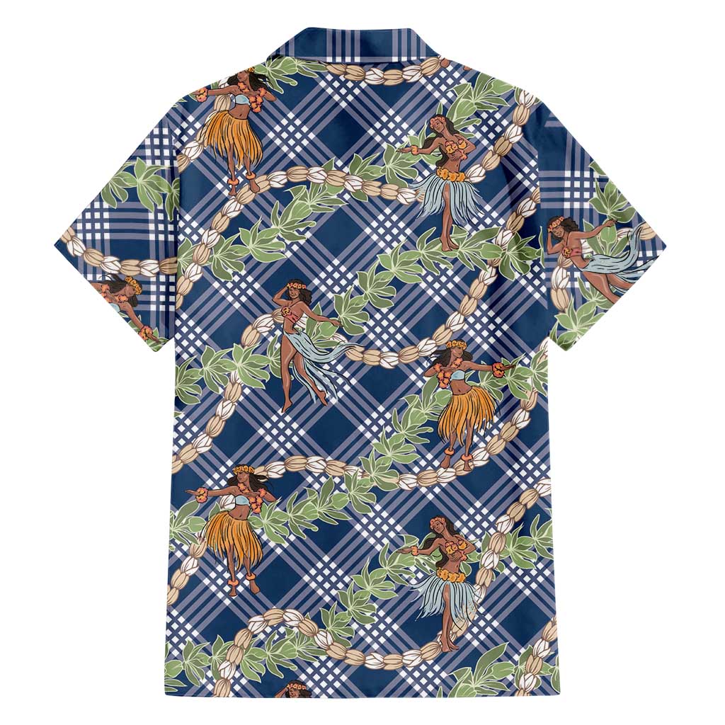 Navy Blue Palaka Hula Girls Seamless Hawaii Aloha Family Matching Puletasi and Hawaiian Shirt - Polynesian Pride