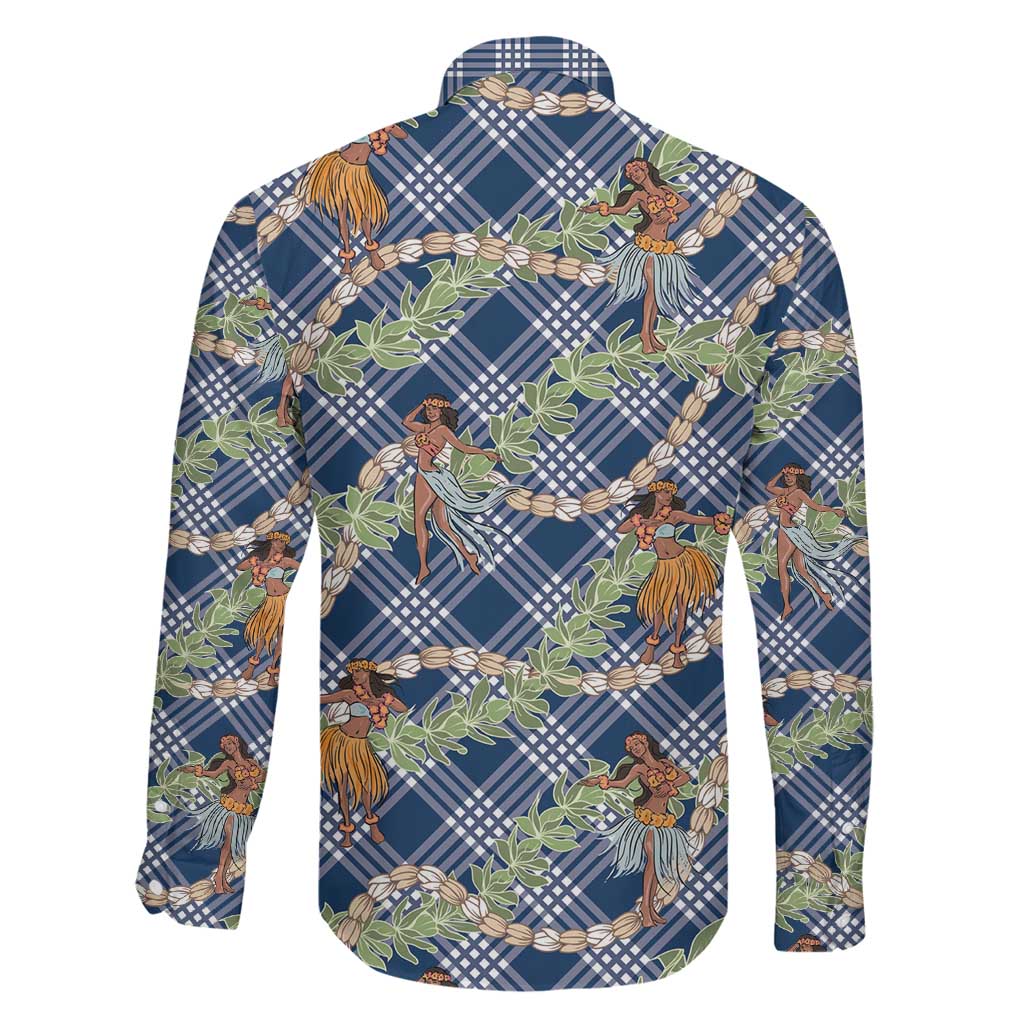 Navy Blue Palaka Hula Girls Seamless Hawaii Aloha Family Matching Puletasi and Hawaiian Shirt - Polynesian Pride