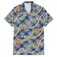 Navy Blue Palaka Hula Girls Seamless Hawaii Aloha Hawaiian Shirt - Polynesian Pride