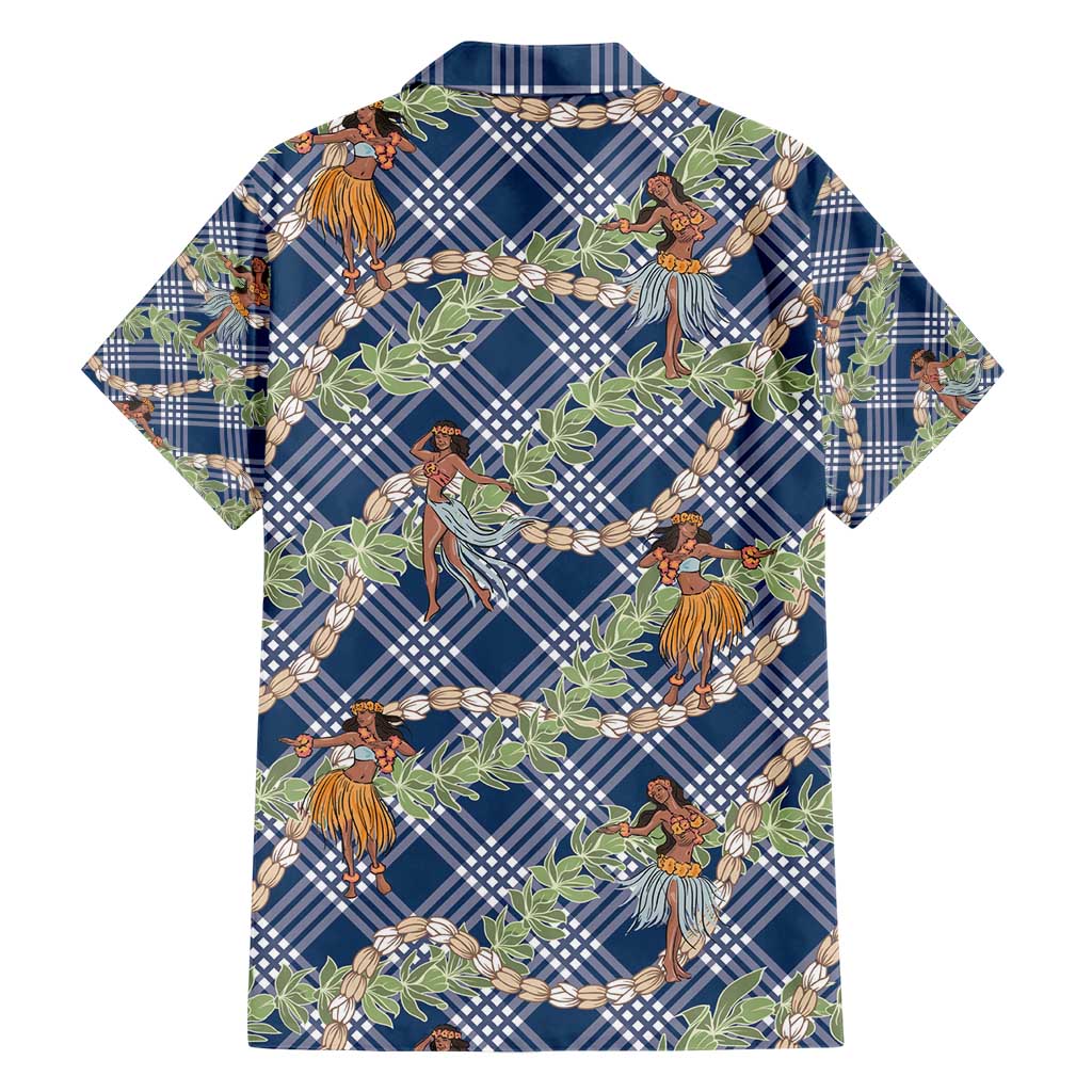 Navy Blue Palaka Hula Girls Seamless Hawaii Aloha Hawaiian Shirt - Polynesian Pride