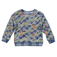 Navy Blue Palaka Hula Girls Seamless Hawaii Aloha Kid Ugly Christmas Sweater - Polynesian Pride