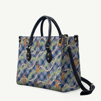 Navy Blue Palaka Hula Girls Seamless Hawaii Aloha Leather Bag LT7 Navy Blue - Polynesian Pride