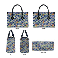 Navy Blue Palaka Hula Girls Seamless Hawaii Aloha Leather Bag LT7 - Polynesian Pride